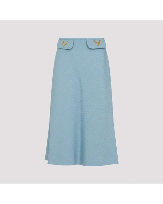 Valentino Blue Viscose Midi Skirt