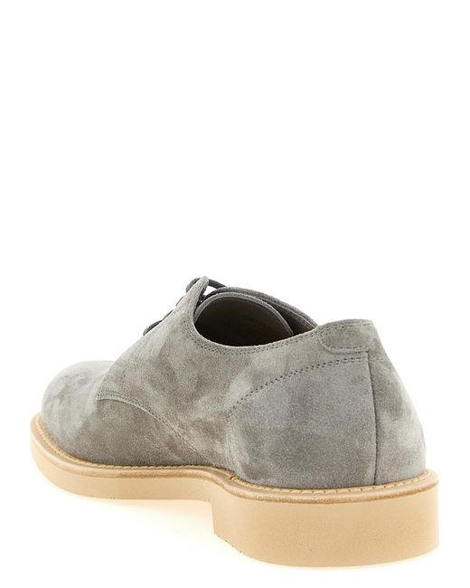 Brunello Cucinelli Gray Leather Oxfords And Derbies Shoe for men