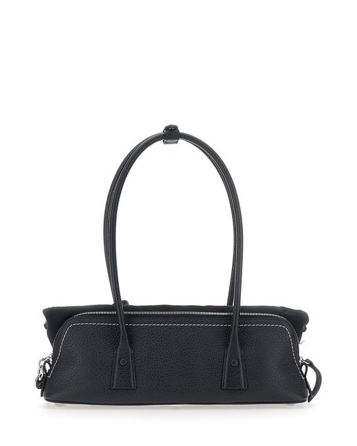 Maison Margiela Black Shoulder Bag Leather Trim Calf