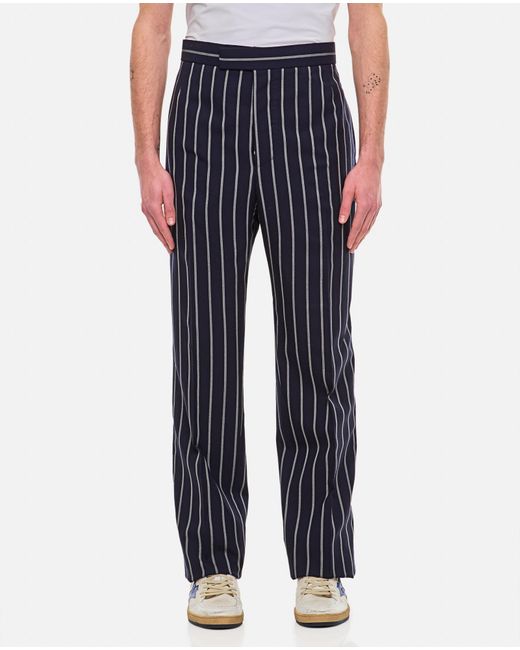 Thom Browne Blue Wool Bold Stripe Trousers for men