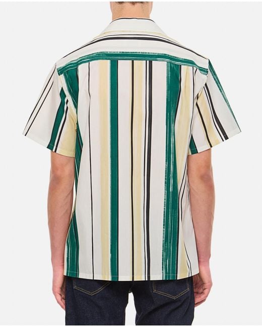Lanvin Green Silk Printed Bowling Shirt for men