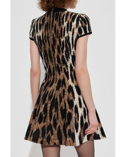 Balmain Black Animal Print Dress