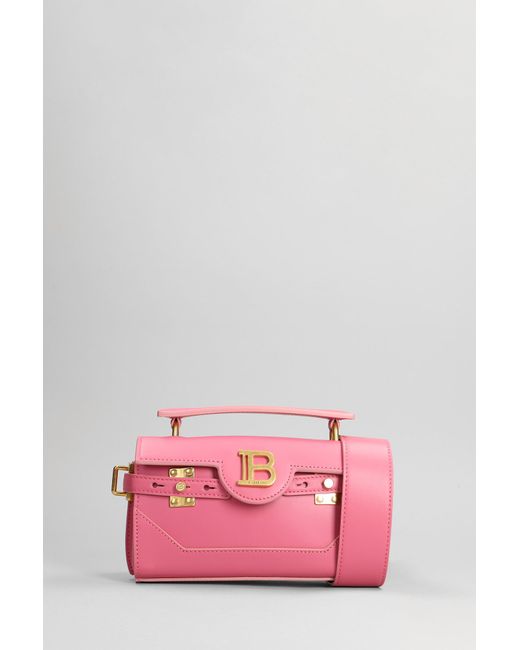 Balmain Pink Bbuzz19 Shoulder Bag In Leather