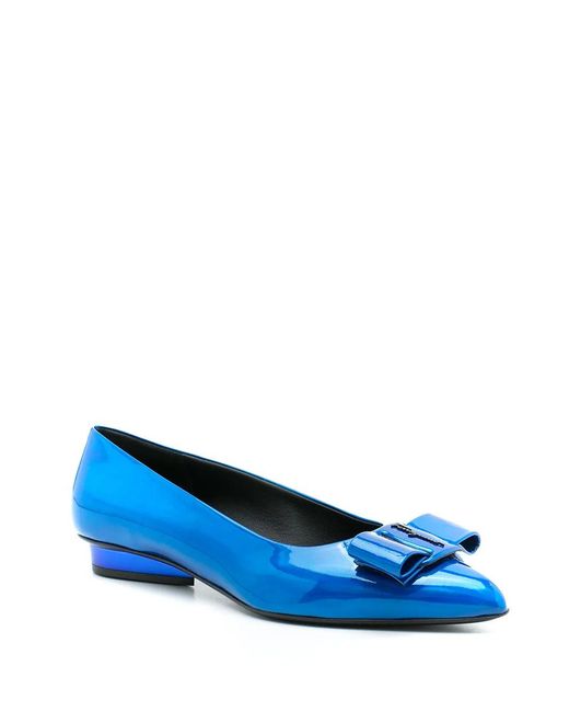 Ferragamo Blue Viva Ballet Flat Shoes