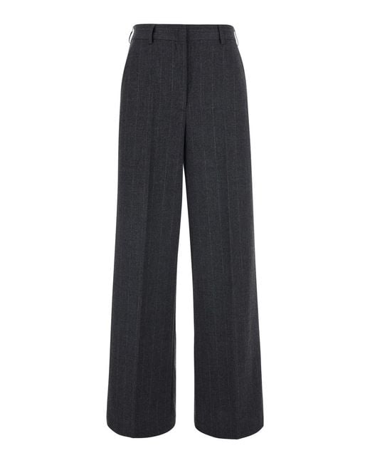 Jucca Blue Trousers Striped Wool-Blend Wool Blend