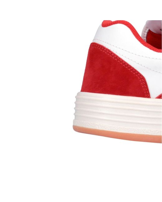 Palm Angels Red Leather Logo Sneakers for men