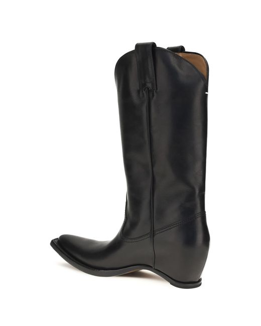 Maison Margiela Black High-Top Texan Boots Calf Leather Bos Taurus