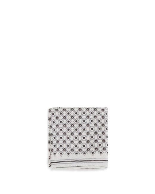 Brunello Cucinelli White Silk Pochette With Geometric Pattern Scarf for men