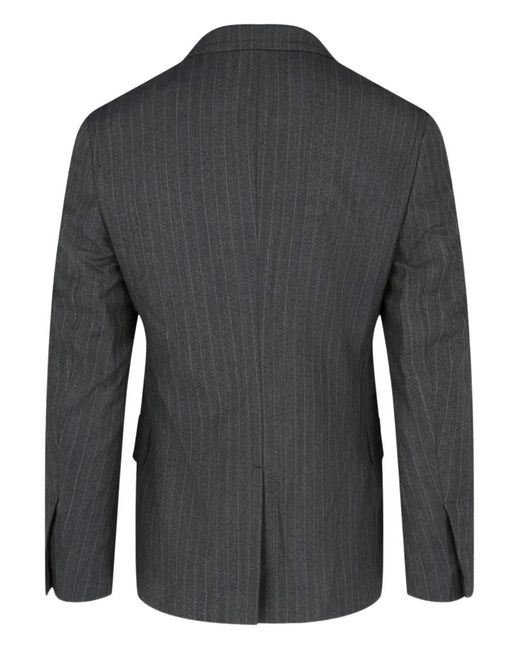 Ferragamo Black Pinstripe Buttoned Jacket for men