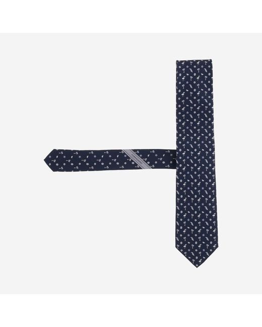 Ferragamo Blue Patterned Silk Tie for men