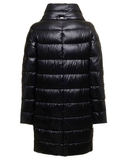 Herno Black Long Down Jacket Tech Fabric Polyamide Puffer
