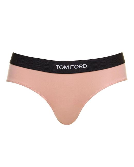 Tom Ford Natural Ignature Boy Short' Beige Briefs With Logo Waistband In Stretch-jersey