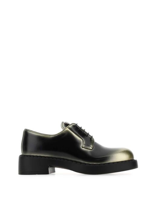 Prada Black Ombré-effect Leather Oxford Shoes
