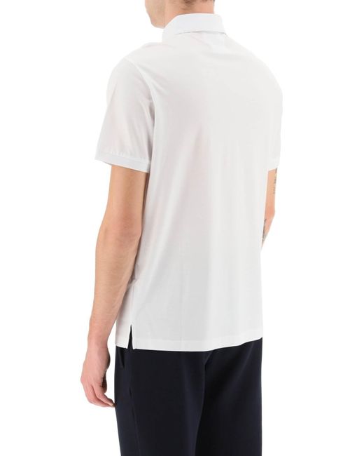 Emporio Armani White Lyocell And Cotton Polo Shirt With Micro Logo for men