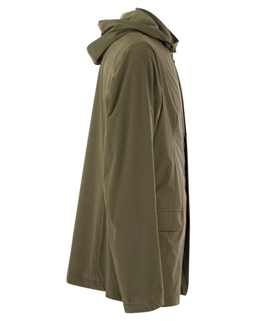 Herno Green Technical Fabric Jacket With Hood for men