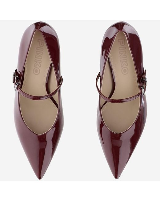 Pinko Purple Pointed Toe Shiny Leather Pumps