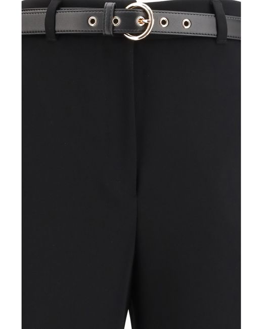 Max Mara Black Elegant Pants With Belt Triacetate; Polyester