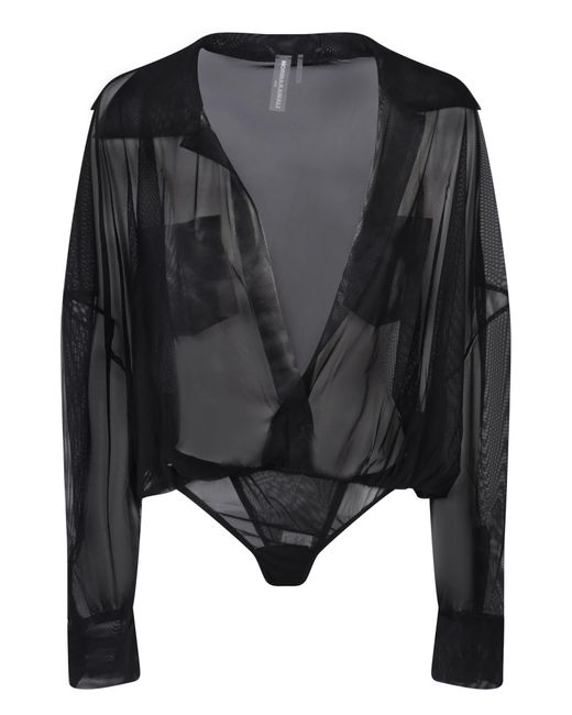 Norma Kamali Black Super Os Bf Nk Shirt-Bodysuit