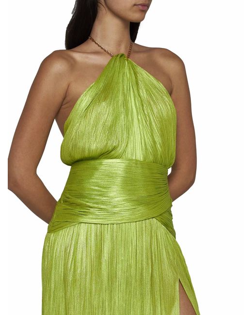 Maria Lucia Hohan Green Estera Silk Long Halter Dress