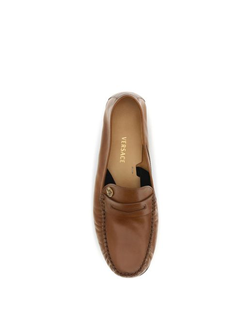 Versace Brown Leather Loafers Calf for men