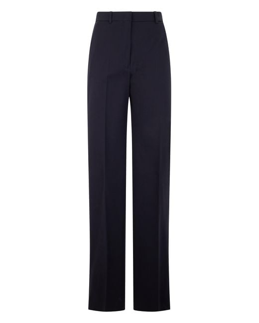 Max Mara Blue Trousers High-Waisted Cotton Straight