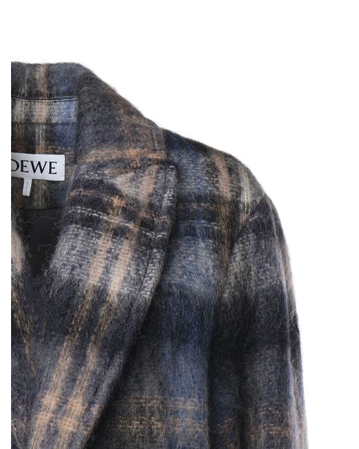 Loewe Blue Mohair And Wool Blend Coat