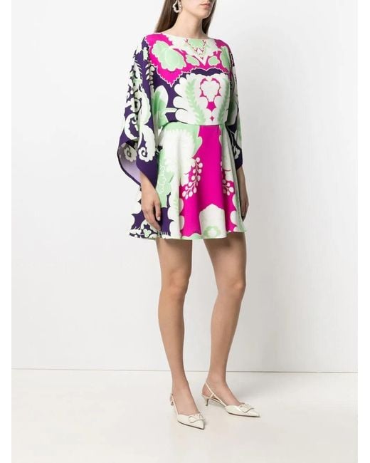 Valentino Blue World Arazzo-Print Mini Dress