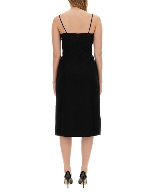 Theory Black Elegant Midi Dress Linen
