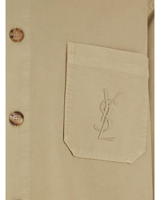 Saint Laurent Natural Shirt With Cassandre Embroidery, Cotton for men