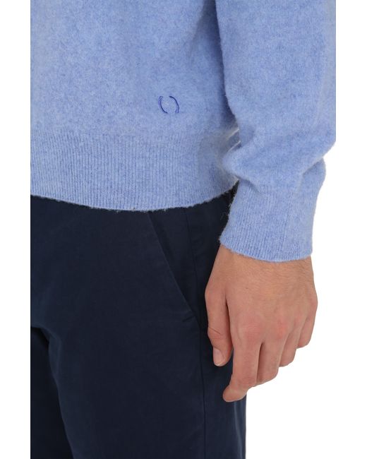 THE (Alphabet) Blue Pullover Lambswool & Cashmere Sweatshirts for men