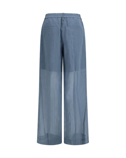 Brunello Cucinelli Blue Sartorial Track Pants Cotton