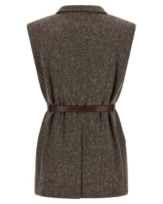 Brunello Cucinelli Black Virgin Wool Sleeveless Jacket Clothing