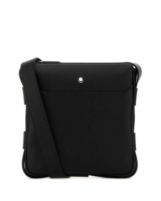 Montblanc Black Leather Sartorial Crossbody Bag for men