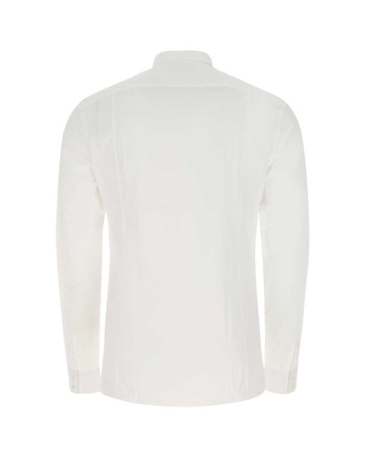 Balmain White Fitted Cut Buttoned Shirt for men