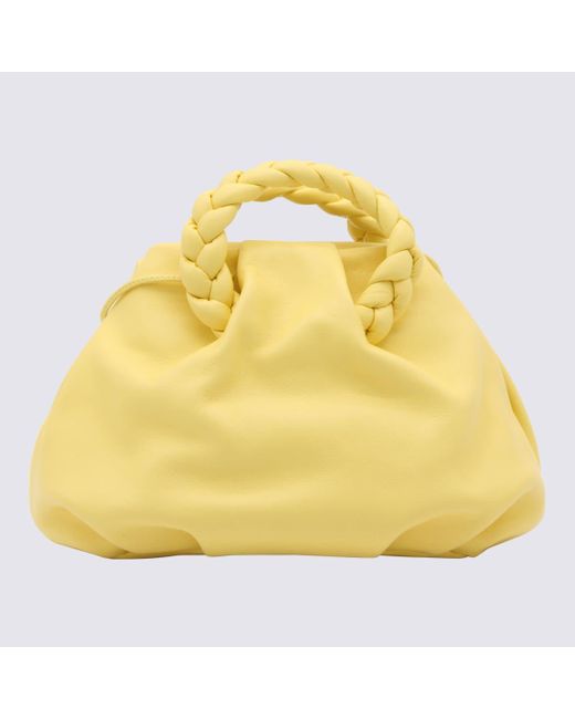 Hereu Yellow Leather Bombon Handle Bag