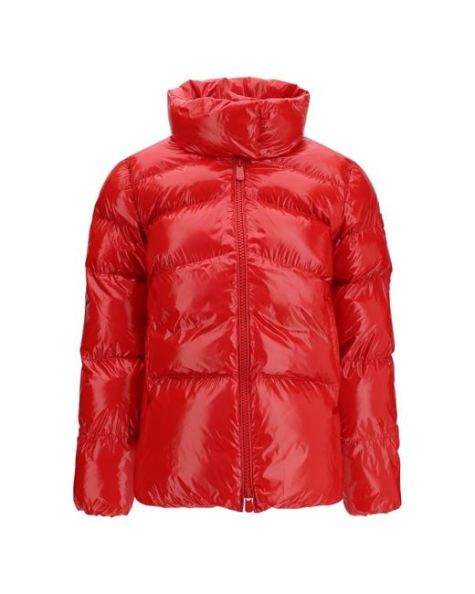 Pinko Red Glossy Quilted Puffer Jacket Down