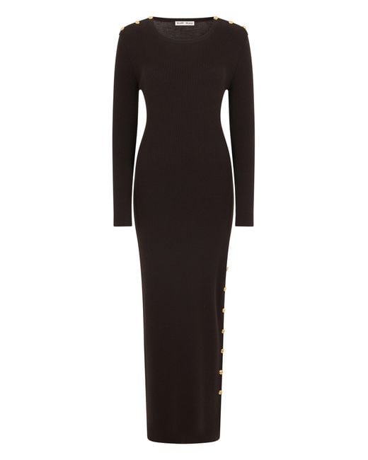 Blazé Milano Black Long Ribbed Dress Wool