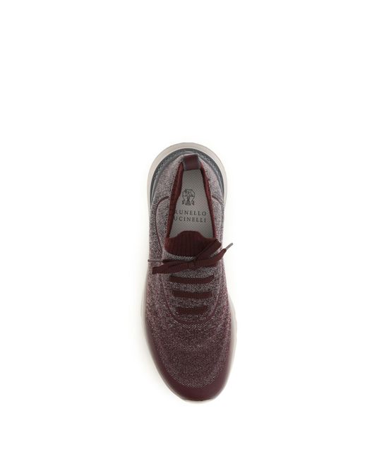 Brunello Cucinelli Brown Techno Cotton Knit Sneakers Runners Upper: Cotton; Sole: Rubber for men