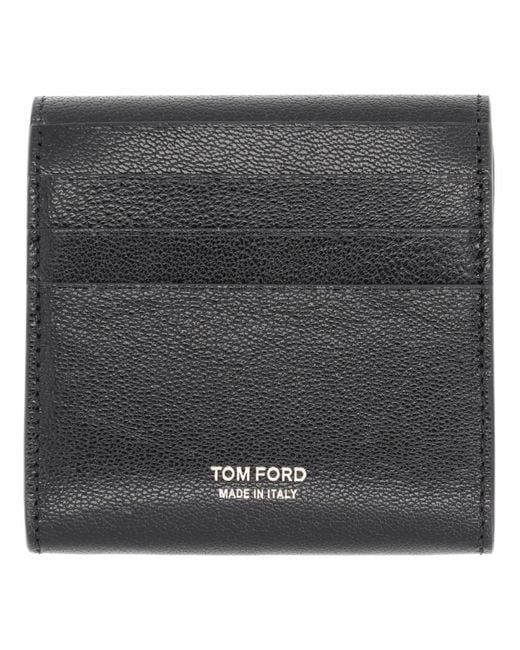Tom Ford Black Leather Card Holder Wallets & Purses