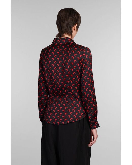 MARINE SERRE Red Printed Viscose Button-Down Shirt