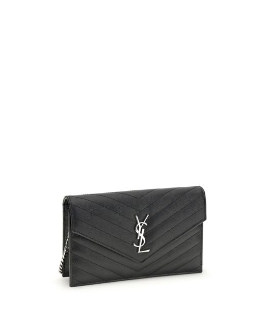 Saint Laurent Gray Cassandre Mini Shoulder Bag Calf Leather Bos Taurus Wallets & Purses