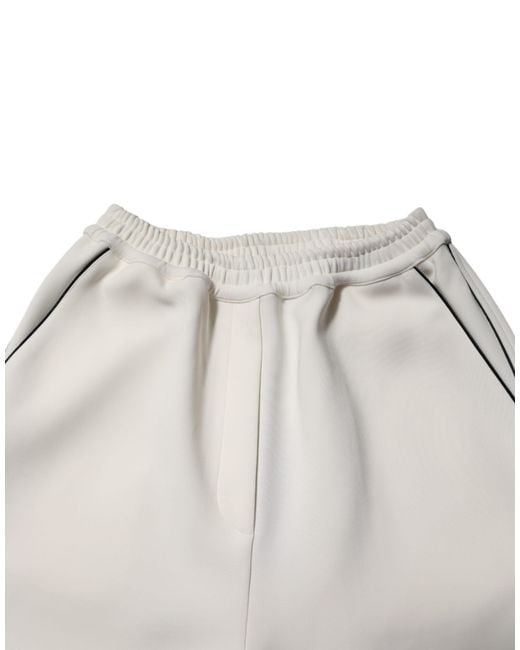 Dolce & Gabbana White Wide Leg Contrast Piping Pants