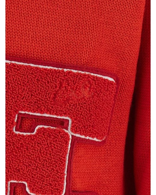 ERL Red Cardigan Script Knit Tech Fabric Top for men