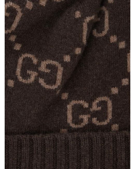 Gucci Brown Hat Gg Jacquard Cashmere for men