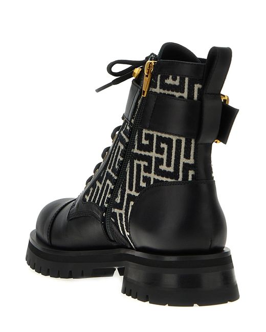 Balmain Black Leather Monogram Charlie Ranger Boots