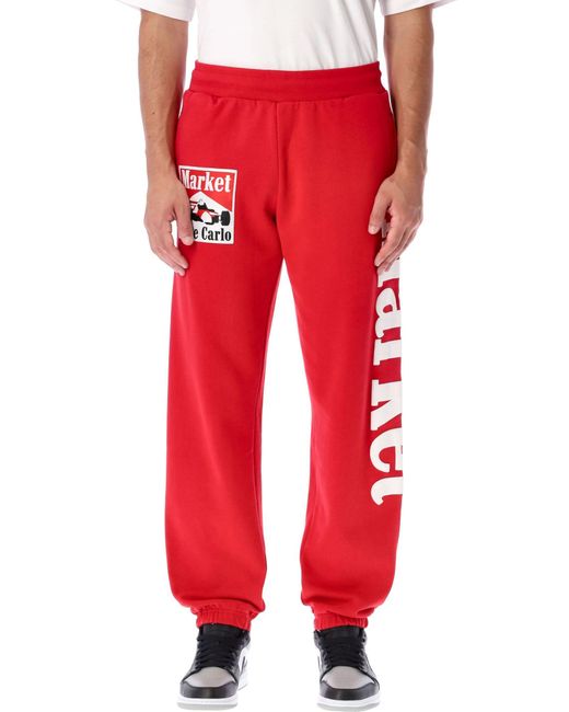 Market Cotton Racing Logo Sweatpants in Red for Men | Lyst