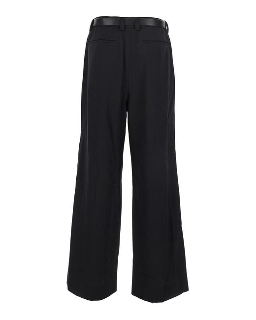 Juun.J Black Trousers With Built-In Belt And Pleated Design for men