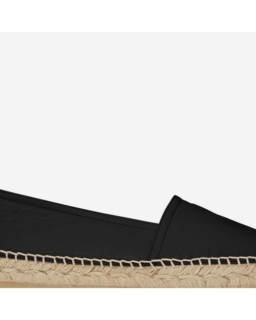 Saint Laurent Black Leather Logo Espadrilles Lambskin Shoe