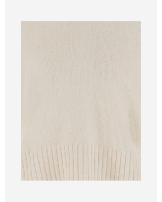 Pinko White Wool And Cashmere Turtle Neck Pullover