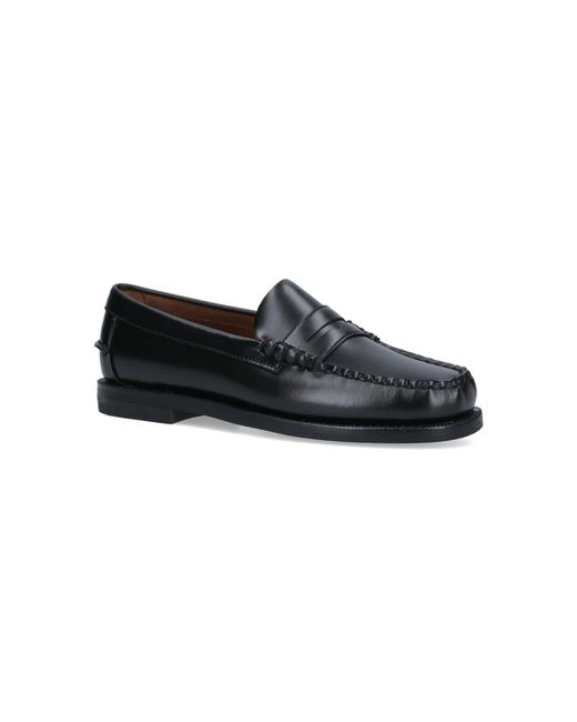Sebago Black Flat Shoes Leather